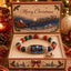 The Noel natural jade Christmas bracelet in a festive gift box with sleigh charm