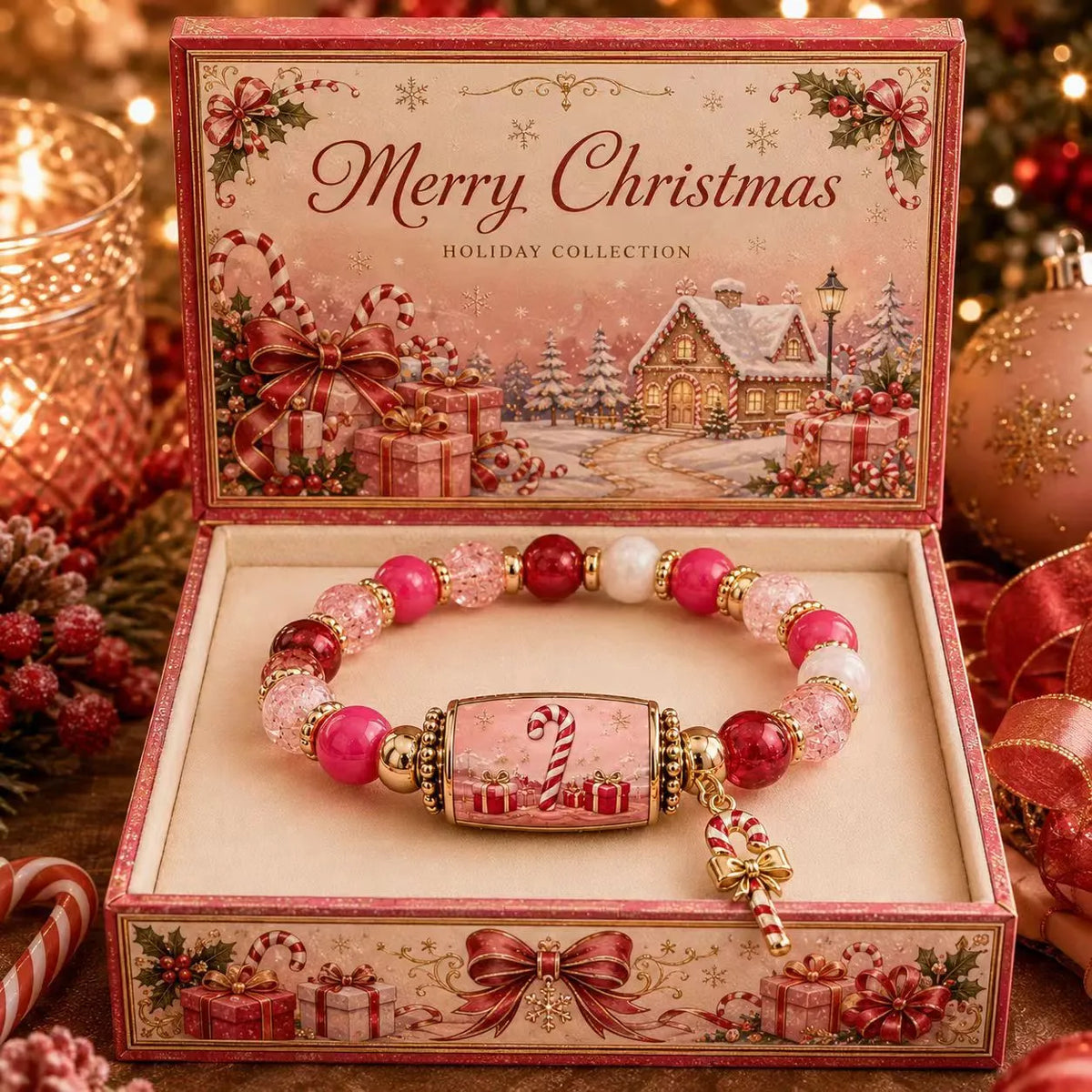The Noel Christmas Cane Bracelet